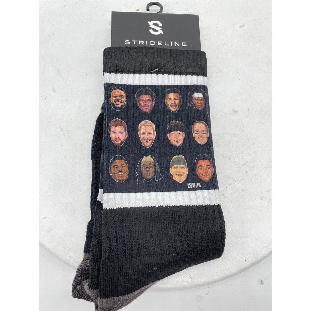NEW Strideline  NFLPA  Crew Socks Full Knit Mens Premium Black